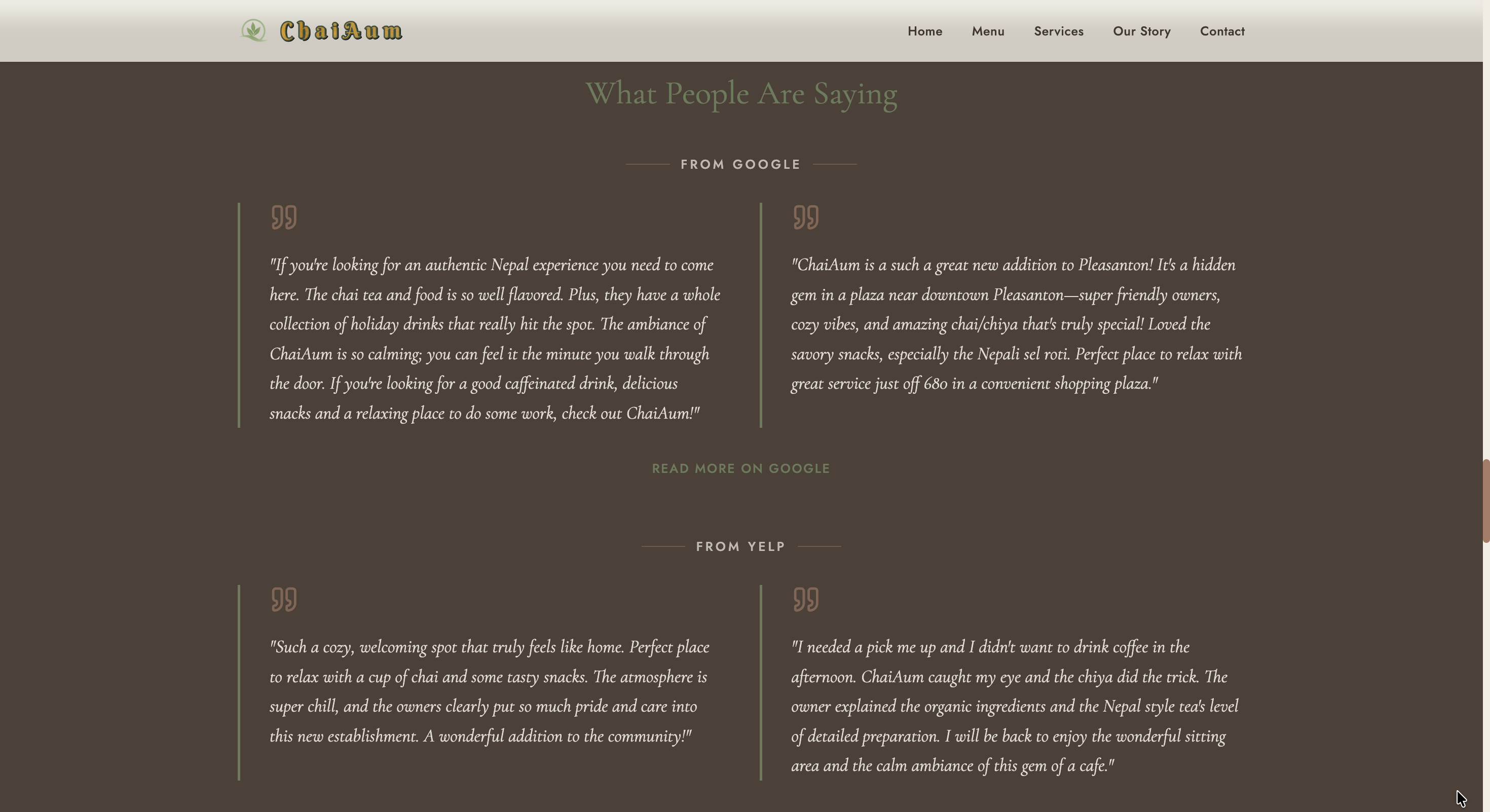 New chaiAum testimonials page